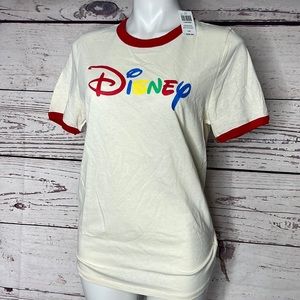 Disney Lunchbox rainbow logo ringer tee shirt